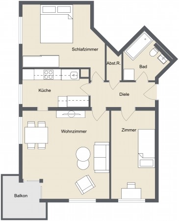 Wilhelm-Schlombs-Allee - 1. Boden - 2D Floor Plan Etagenwohnung K�ln