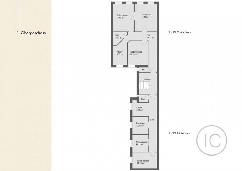 Grundriss 1. OG Mehrfamilienhaus K�ln
