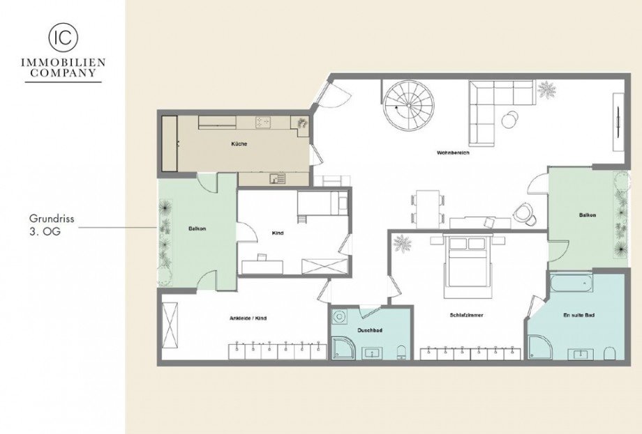 Grundriss 3. OG Maisonettewohnung Bonn / R�ttgen