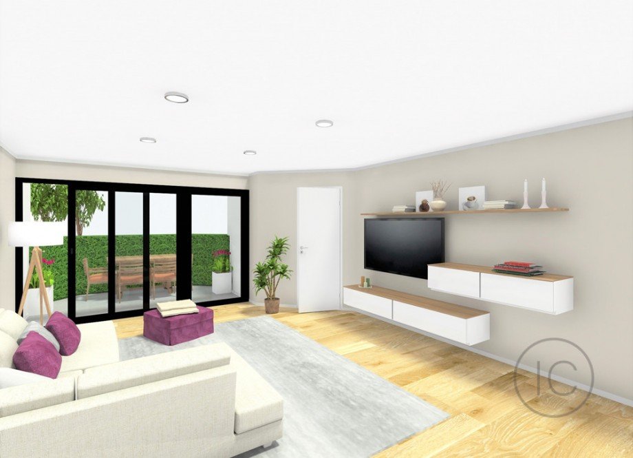 Wohnzimmer Einrichtungsbeispiel Etagenwohnung K�ln / Junkersdorf