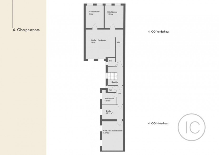 Grundriss 4. OG Mehrfamilienhaus K�ln