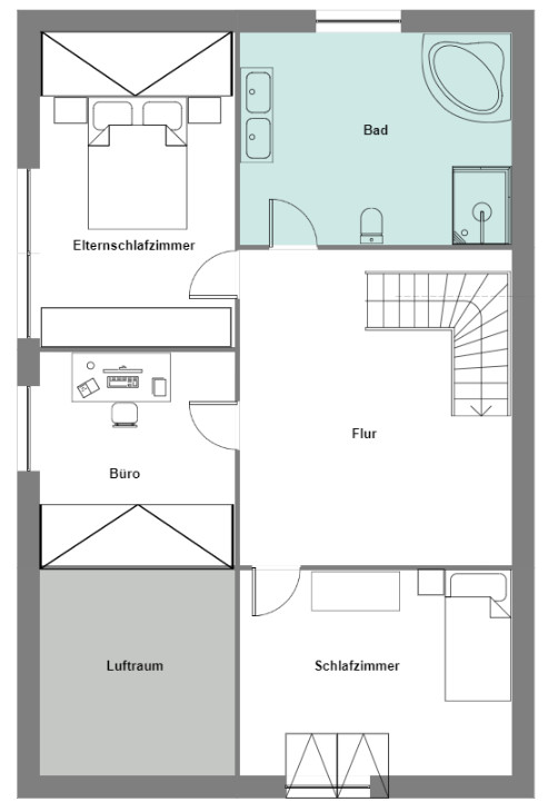 Grundriss OG Einfamilienhaus Bergisch-Gladbach