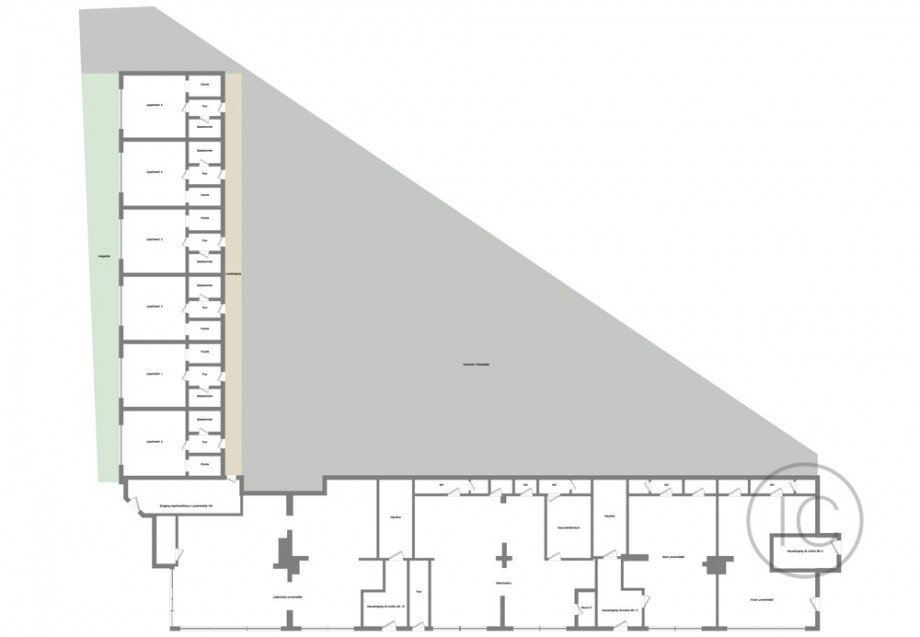 Grundriss Erdgeschoss Mehrfamilienhaus Krefeld / Cracau