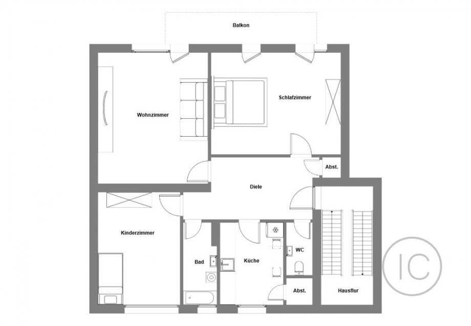Grundriss 3 Zimmer Istzustand Etagenwohnung K�ln