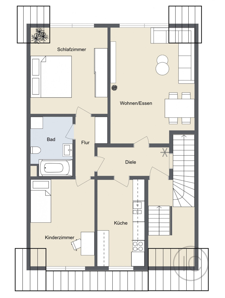3.OG Etagenwohnung Bocklem�nd / Mengenich