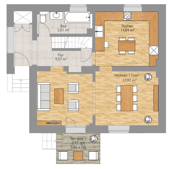 Erdgeschoss Doppelhaush�lfte K�ln / Poll