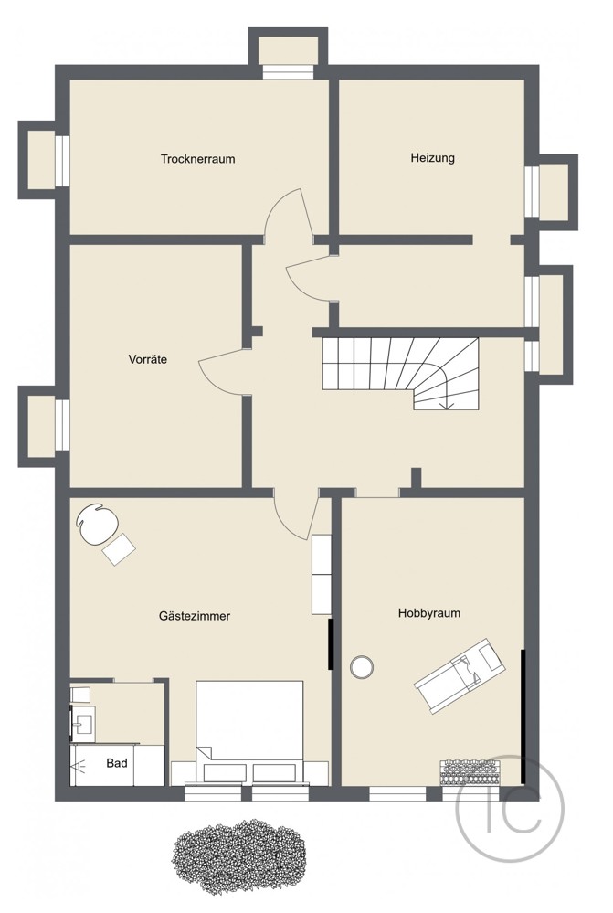 Grundriss Untergeschoss Bungalow Dormagen