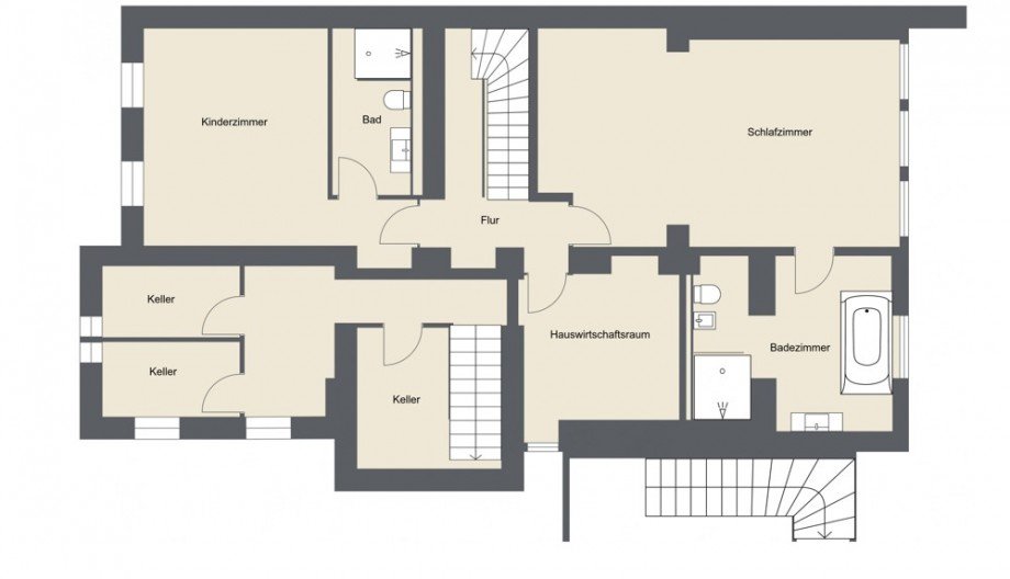 Grundriss Untergschoss Etagenwohnung K�ln / Lindenthal