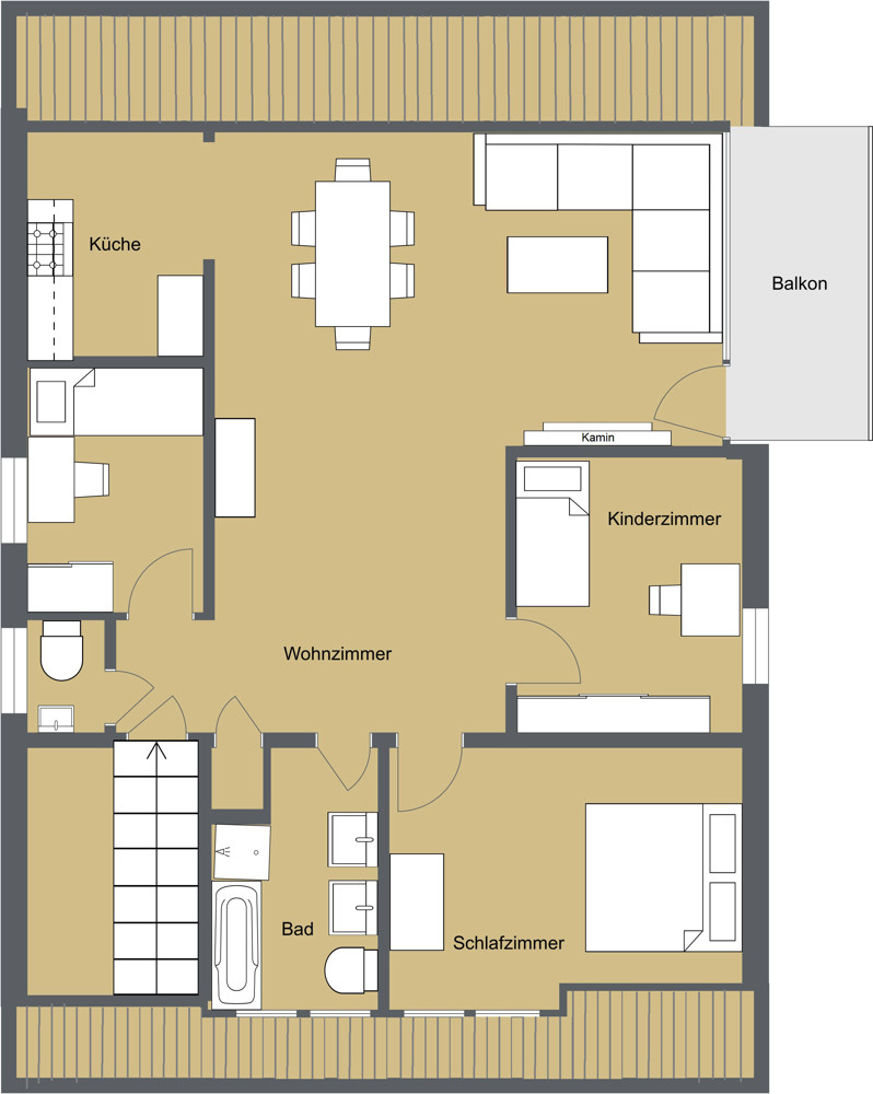 Grundriss Dachgeschoss Maisonettewohnung Bergisch Gladbach