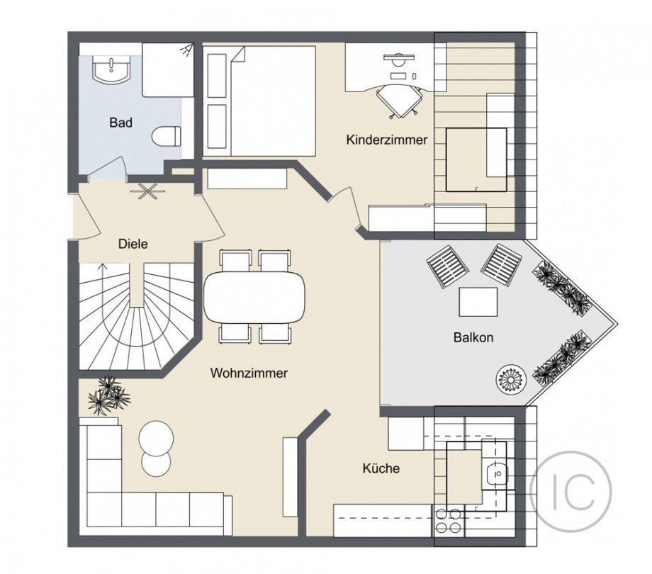 Grundriss Maisonettewohnung K�ln / Raderberg