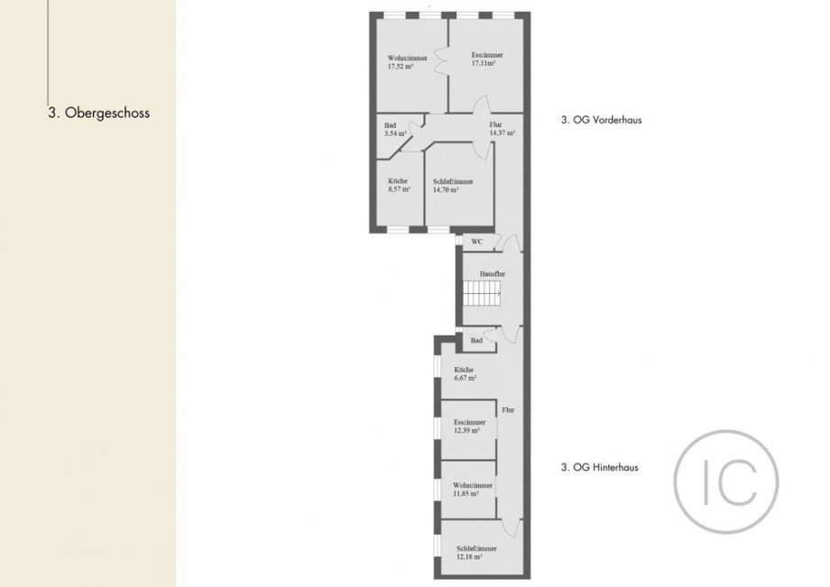 Grundriss 3. OG Mehrfamilienhaus K�ln