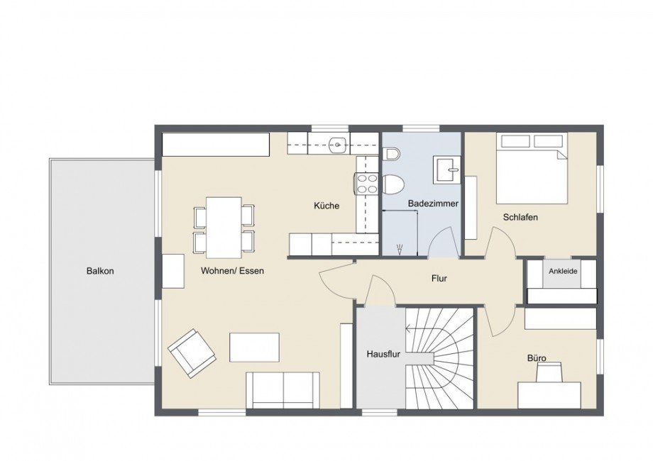 Grundriss Obergeschoss Zweifamilienhaus Wahnheide