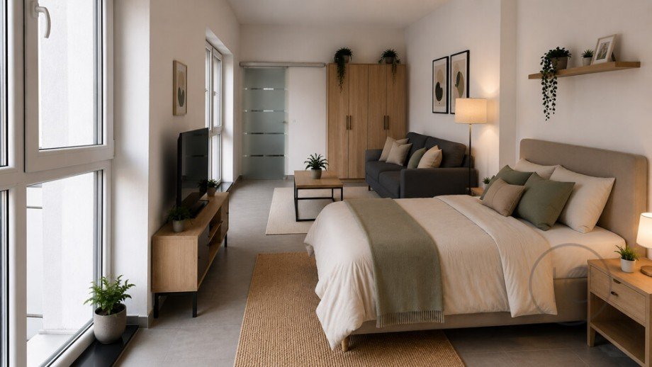 Wohnraum - m�gliche Einrichtung Etagenwohnung K�ln