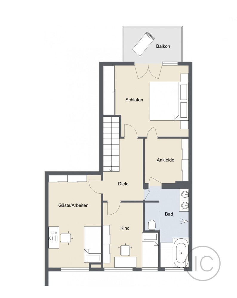 Obergeschoss Maisonettewohnung K�ln / Ehrenfeld