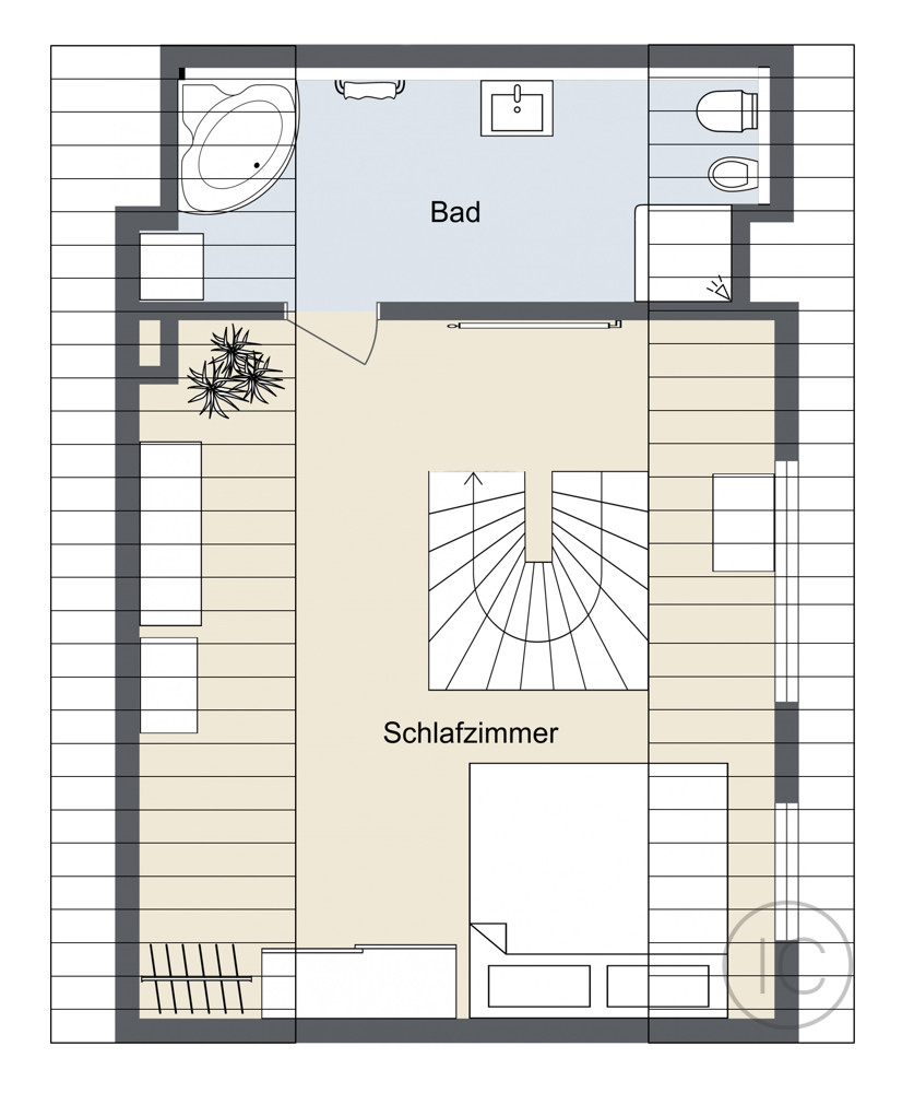 Grundriss Galerie Maisonettewohnung K�ln / Raderberg
