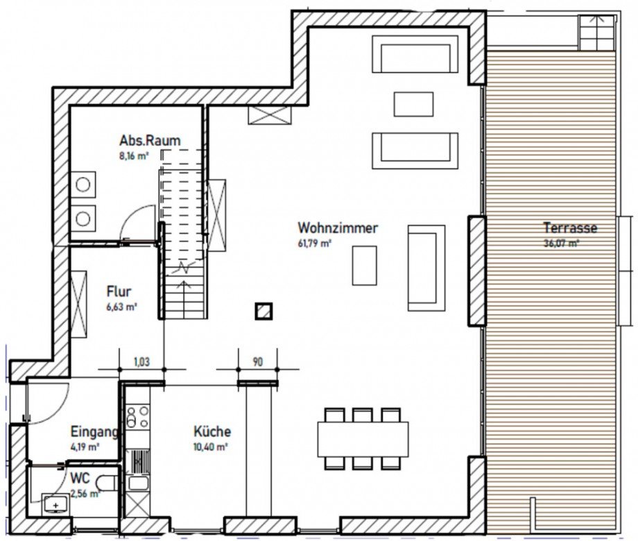 Grundriss EG Maisonettewohnung K�ln / Rath/Heumar