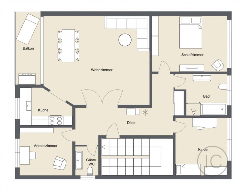 M�gliche 4 Zimmer Umgestaltung Etagenwohnung H�rth / Stotzheim