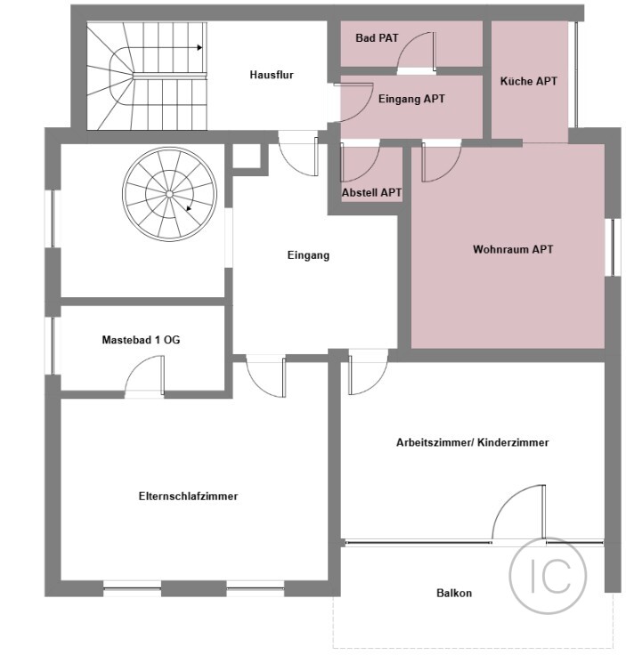 Grundriss 1 OG Maisonettewohnung K�ln / Klettenberg