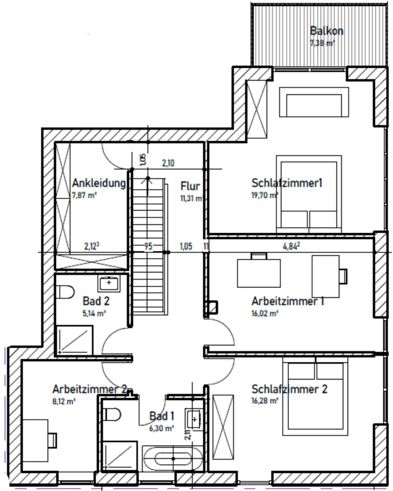 Grundriss OG Maisonettewohnung K�ln / Rath/Heumar
